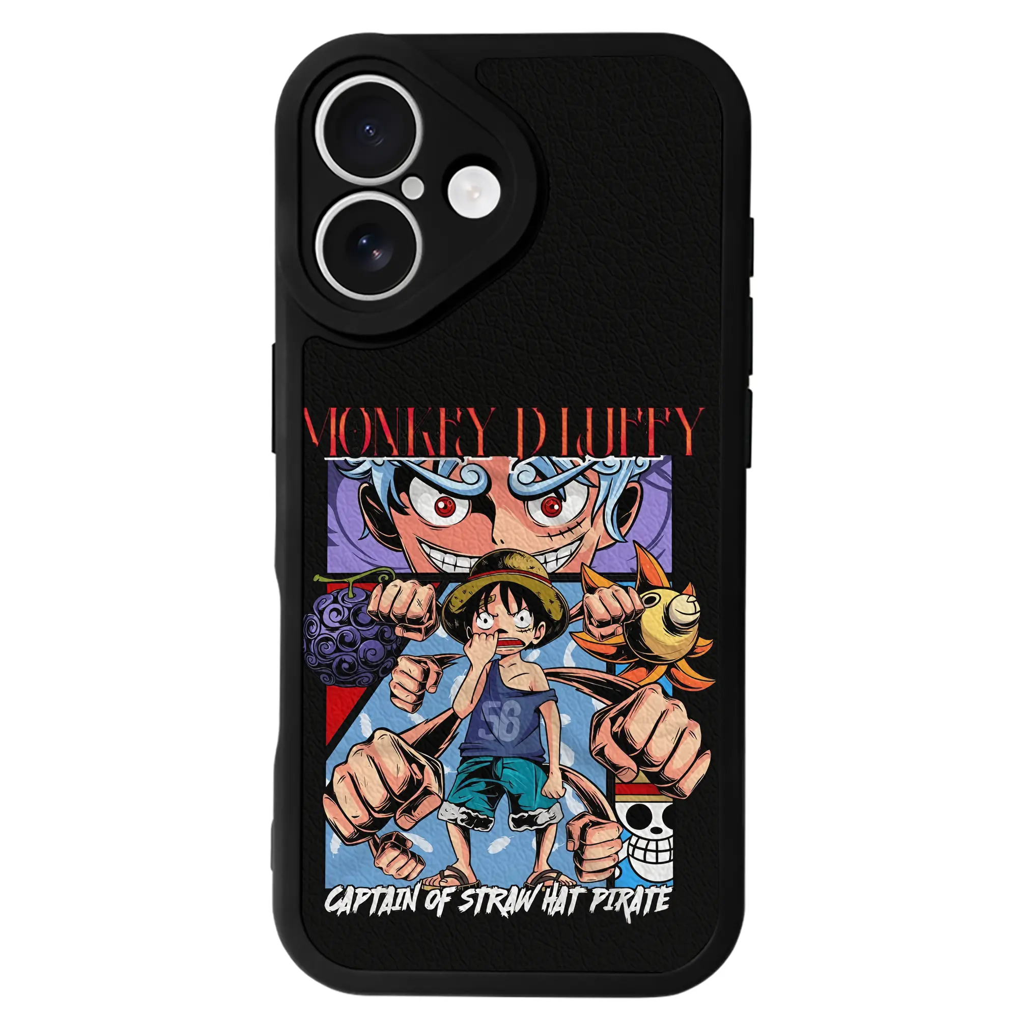 ワンピース グッズ モンキー・D・ルフィ - IPhone 16シリーズ対応 ・ シリコンスマホケース ・ レザー調 ・ 高精度フィット ・ 耐衝撃 ・ ワイヤレス充電対応 ・ 精密カット